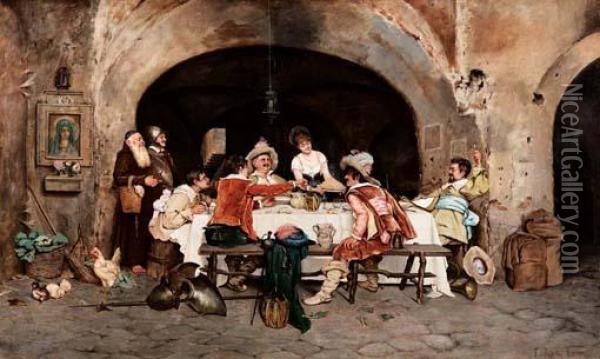 All'osteria Oil Painting - Francisco Rizi