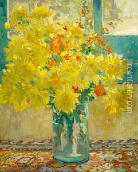 Yellow Chrysanthemums Oil Painting - Colin Campbell Cooper