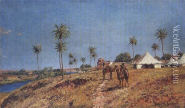 An Encampment By The Nile Oil Painting - Holger Hvitfeldt Jerichau