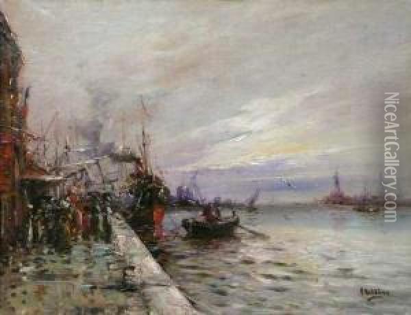L'ancienne Mairie Et Le Port De Toulon Oil Painting - Louis Nattero
