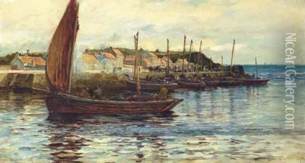 Shipping In The Harbour Of Oban Oil Painting - Colin Hunter