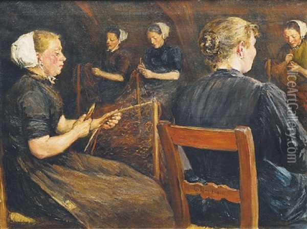 Netzknupferinnen Oil Painting - Leopold Klein von Diepold