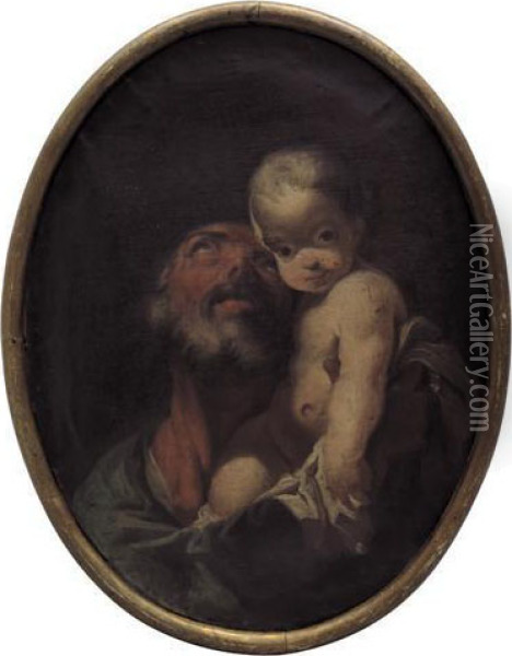 San Giuseppe Con Bambino Oil Painting - Giulia Lama
