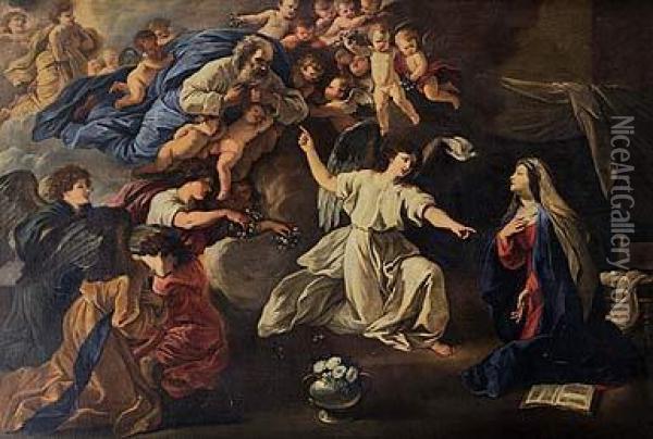 La Anunciacion Con Dios Padre Y Angeles Oil Painting - Ludovico Gimignani