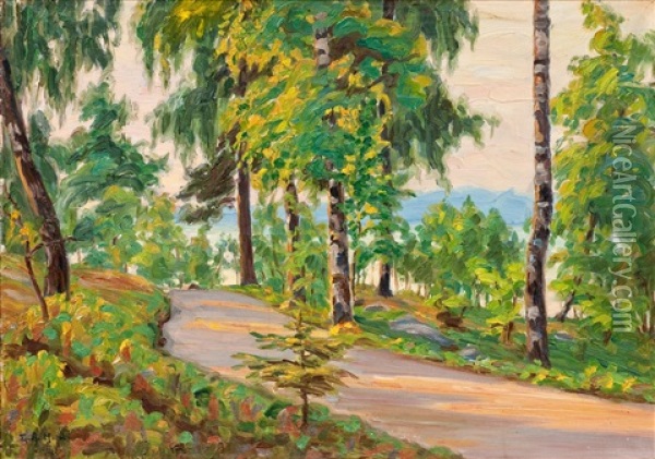 Country Road In Summer Oil Painting - Alfhild Elin Nordlund
