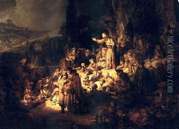 Predication De Jean Baptiste,berlin 1635 Oil Painting - Rembrandt Van Rijn