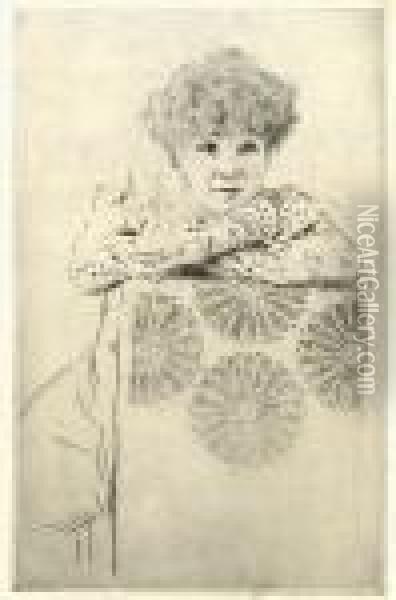 Portrait Of Sarah Bernhardt Oil Painting - Mortimer Luddington Mempes