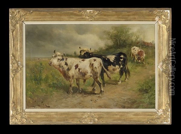 Cattle In The Field Oil Painting - Henry Schouten