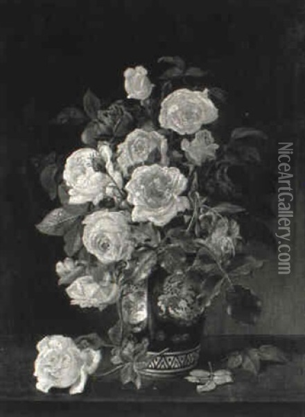Roser I En Vase Oil Painting - Christian Juel Moellback