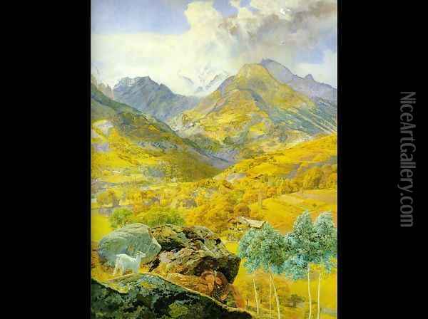 The Val d Aosta Oil Painting - John Edward Brett