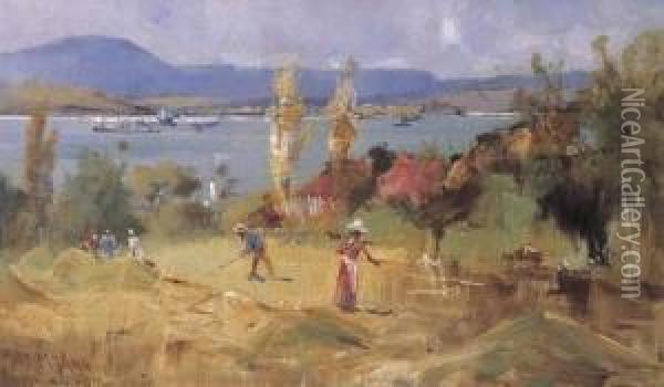 Haymaking Oil Painting - Albert Henry Fullwood