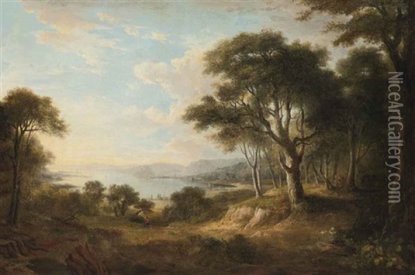 A View Of The Clyde From Dalnottar Hill Oil Painting - Alexander Nasmyth