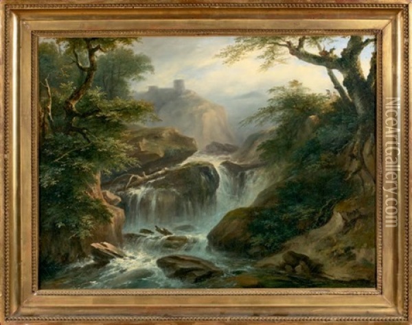 Paysage A La Cascade Oil Painting - Felix Marie Ferdinand Storelli