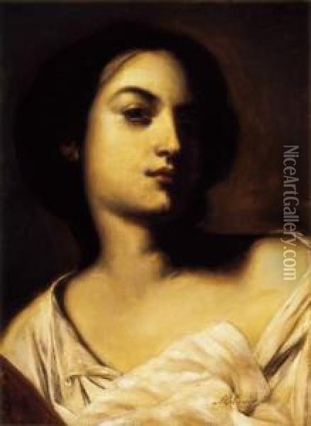 Female Portrait Oil Painting - Jozsef Molnar