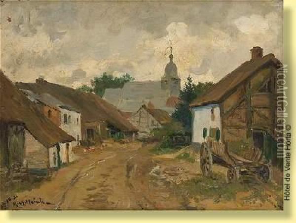 Chariot A L'entree Du Village Oil Painting - Richard Heintz