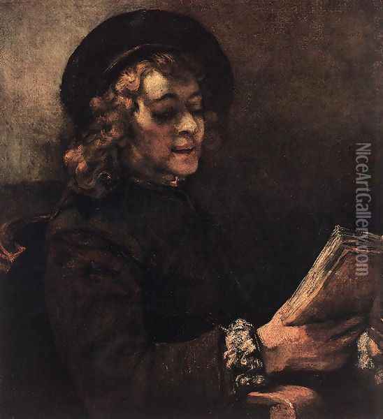 Titus Reading 1656 Oil Painting - Rembrandt Van Rijn