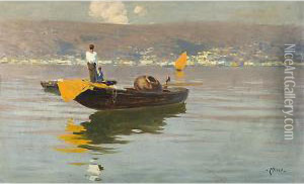 Pescatori Nel Golfo Di Trieste Oil Painting - Giuseppe Miceu