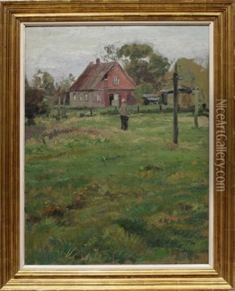 Ahrenshooper Bauerngehoft Oil Painting - Anna Gerresheim