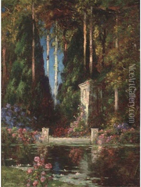 The Garden Lake Oil Painting - Thomas Edwin Mostyn