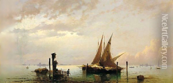 On The Lagoon, Venice Oil Painting - Hermann David Solomon Corrodi