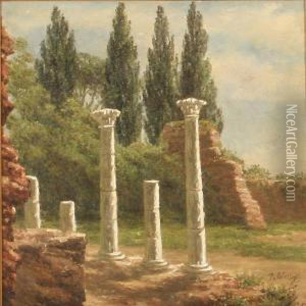 Columns On The Palatin Hill In Rome Oil Painting - Anthonie, Anthonore Christensen