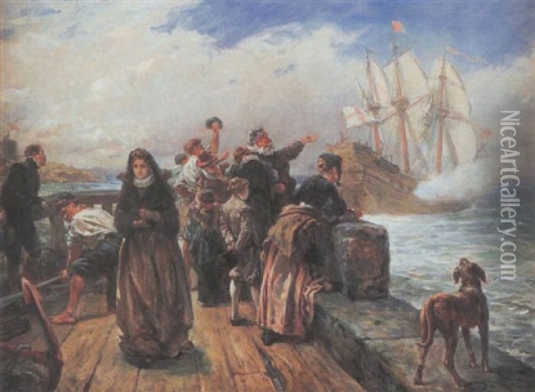 Departure For The Fleet Oil Painting - Robert Alexander Hillingford