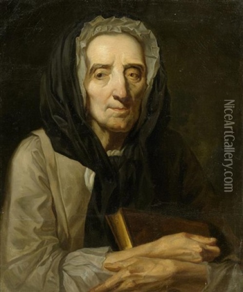 Portrat Einer Alteren Dame Mit Einem Halstuch Oil Painting - Jean Baptiste Greuze