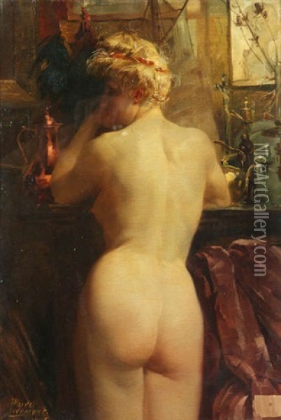 Nu Vu De Dos Oil Painting - Henri Privat-Livemont