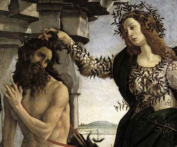 Pallas and the Centaur (detail 1) c. 1482 Oil Painting - Sandro Botticelli