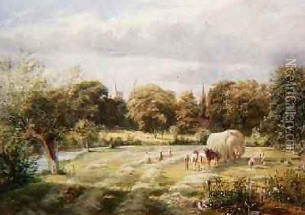 Harvesting Near Cranbrook Kent Oil Painting - George Bernard O'Neill