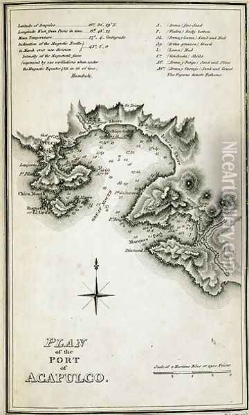 Plan of the Port of Acapulco Oil Painting - Humboldt, Friedrich Alexander, Baron von
