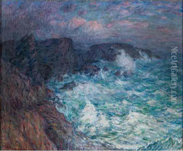 Gros Temps A Belle-ile (stormy Weather At Belle-ile) Oil Painting - John Peter Russell