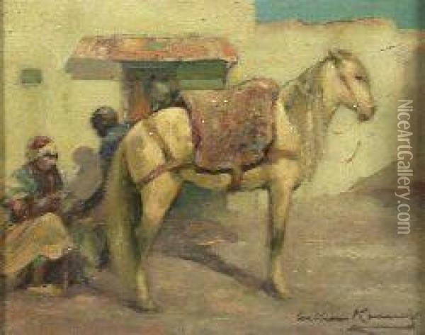 Shewing The Horse, Tangiers Oil Painting - William Kennedy