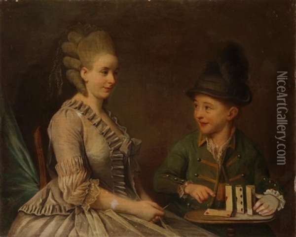 Les Joueurs De Cartes Oil Painting - Johann Anton de Peters