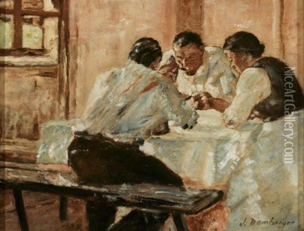 Bauernfamilie Zu Tisch Oil Painting - Josef Damberger
