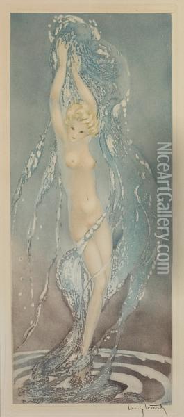 Fountain Oil Painting - Louis Icart