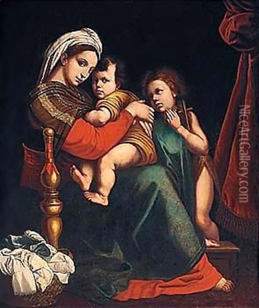 'Madonna della sedia' Oil Painting - Raphael (Raffaello Sanzio of Urbino)