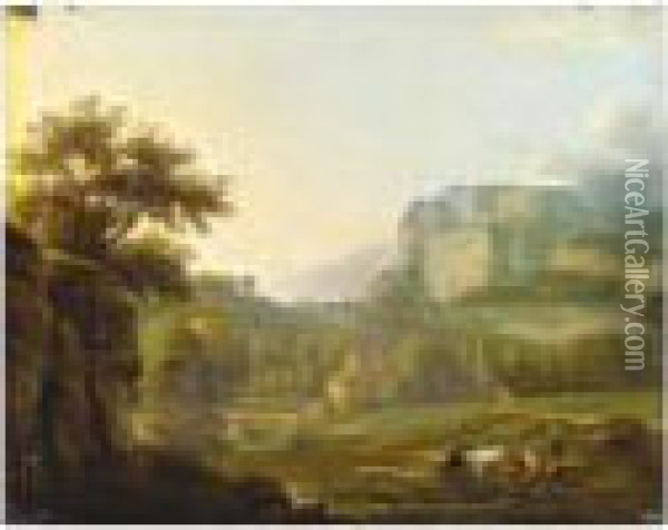 Paysage Montagneux Oil Painting - Alexandre-Hyacinthe Dunouy