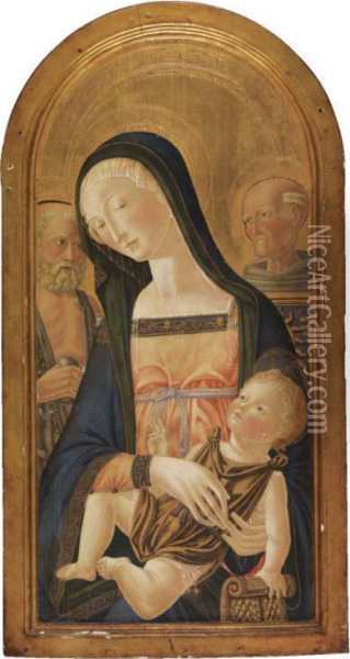 Madonna Col Il Bambino, San Girolamo E San Bernardino Oil Painting - Icilio Federico Joni
