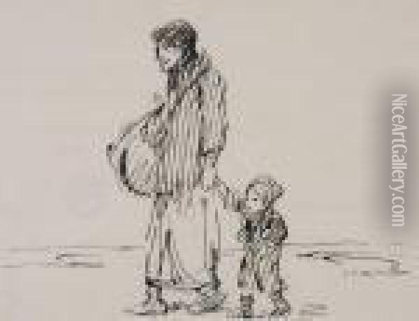 Mere Et Enfant Oil Painting - Theophile Alexandre Steinlen