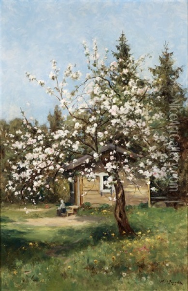 Flowering Tree Oil Painting - Mariya Alekseeva Fedorova