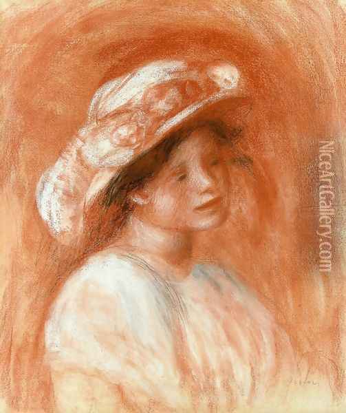 Head Of A Girl Oil Painting - Pierre Auguste Renoir