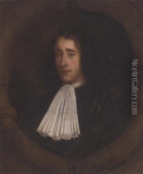 Portrait Of Justice John Shelden In A Black Robe And White Stock Oil Painting - Mary Beale
