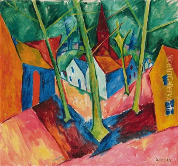 Dorf Mit Baumen Oil Painting - Walter Ophey