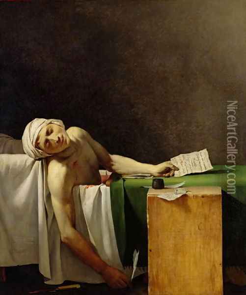 The Death of Marat after the original by Jacques Louis David Oil Painting - Jerome Martin Langlois