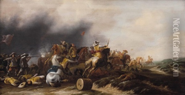 Infanterie Besiegt Kavallerie Oil Painting - Jan Jacobsz van der Stoffe
