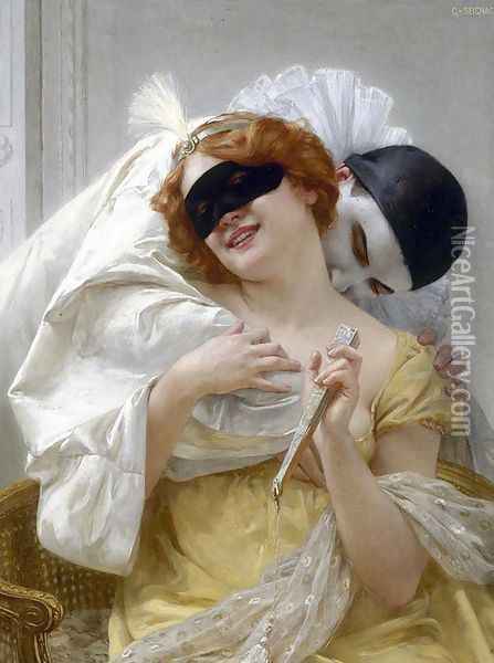 Pierrot's Embrace Oil Painting - Guillaume Seignac