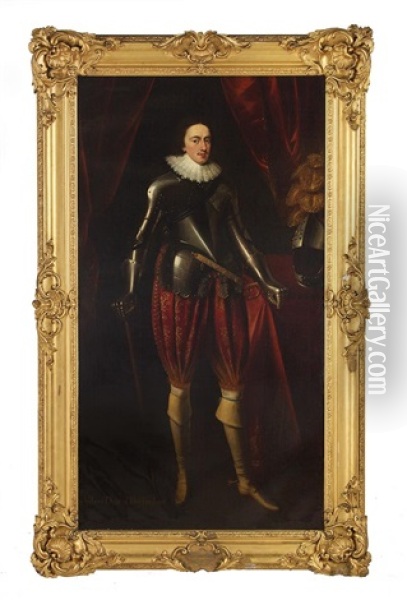Full-length Portrait Of A Gentleman, Traditionally Identified As George Villiers, 1st Duke Of Buckingham (1592-1628) Oil Painting - Daniel Mytens the Elder