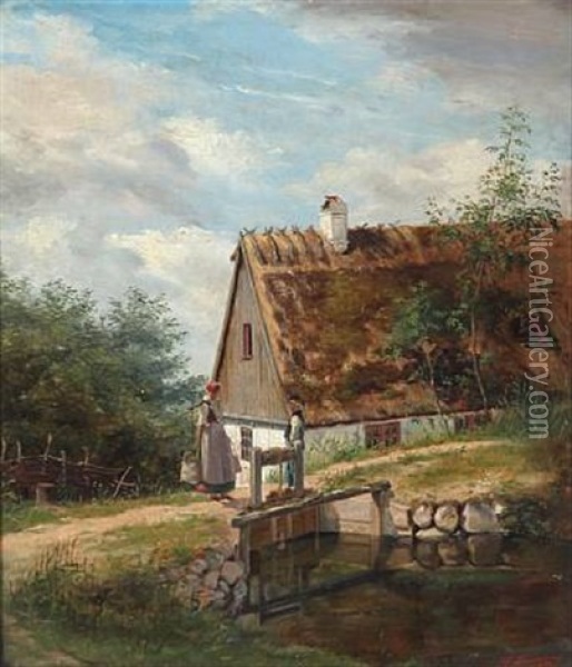 Partie Ved Kimmerslev Molle Oil Painting - Christian (Jens C.) Thorrestrup