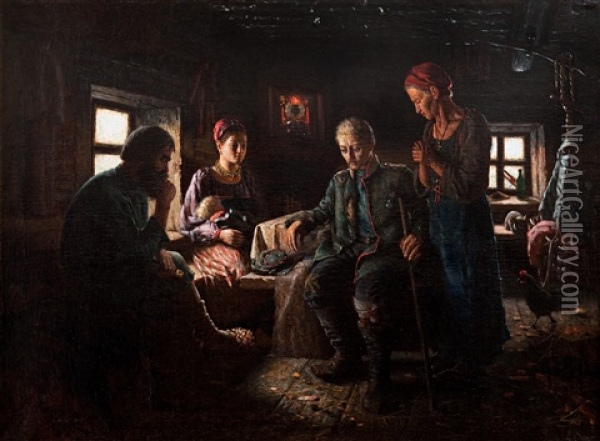 Sad News Oil Painting - Vasily Maksimov